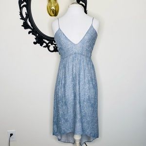 BLACK SWAN Blue Print High Low Strappy Tie Back Summer Midi Dress